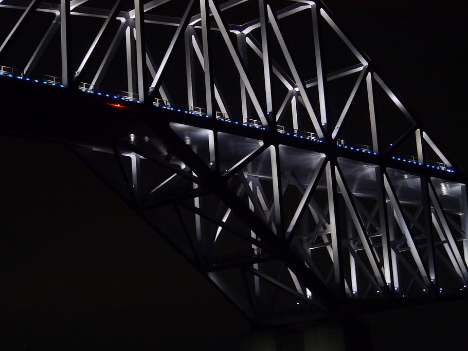 Gray Metal Building With Black Background, architecture, bridge HD wallpaper