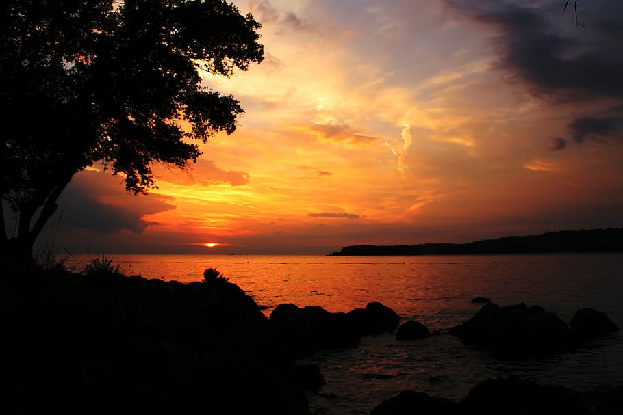 Sunset, Croatia, Rest, abendstimmung, afterglow, sea, twilight HD wallpaper