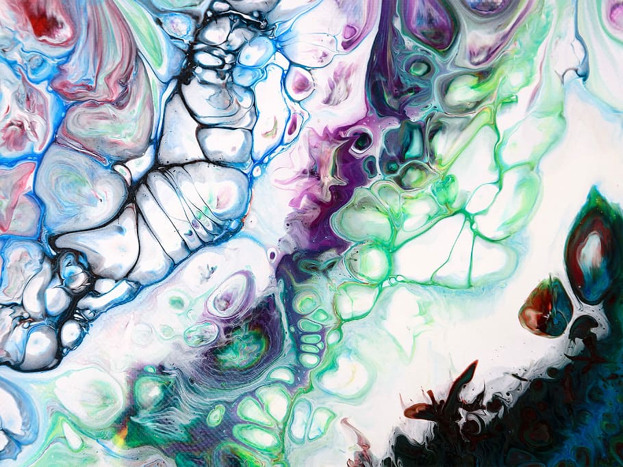 green, pink, and white wallapper, multicolored painting, texture HD wallpaper