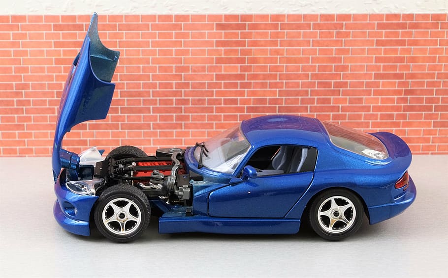model car, viper, dodge, auto, oldtimer, toys, sports car, blue HD wallpaper