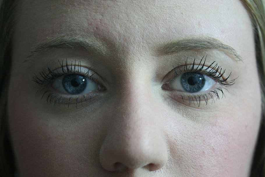 closeup photography of woman's face, eyes, eyelashes, mascara HD wallpaper