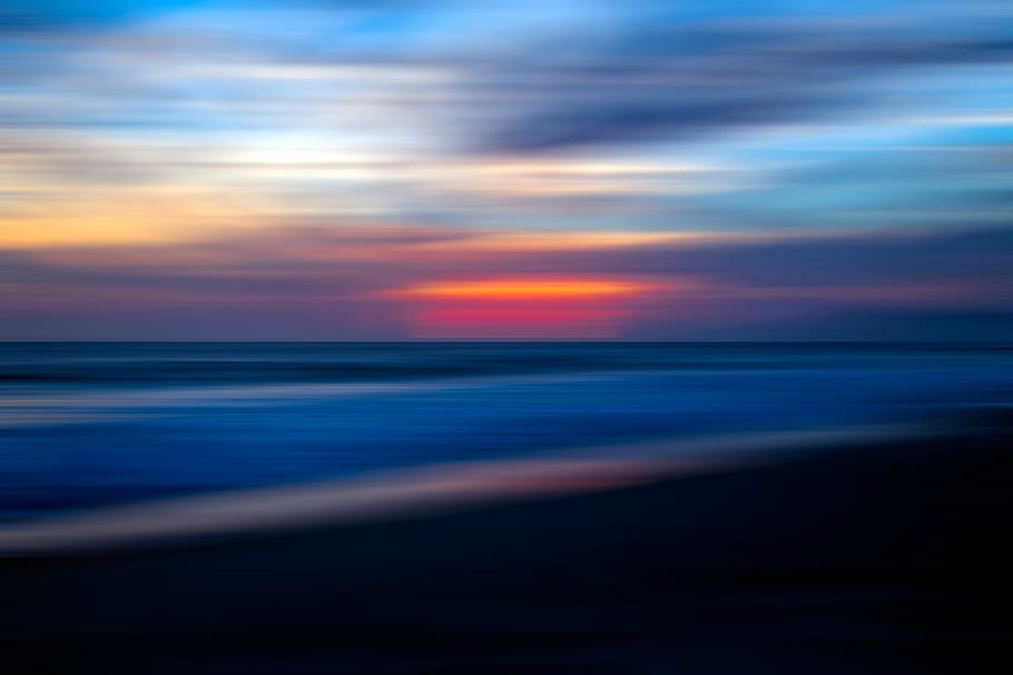 photography of body of water, sea, ocean, sunset, beach, sky HD wallpaper