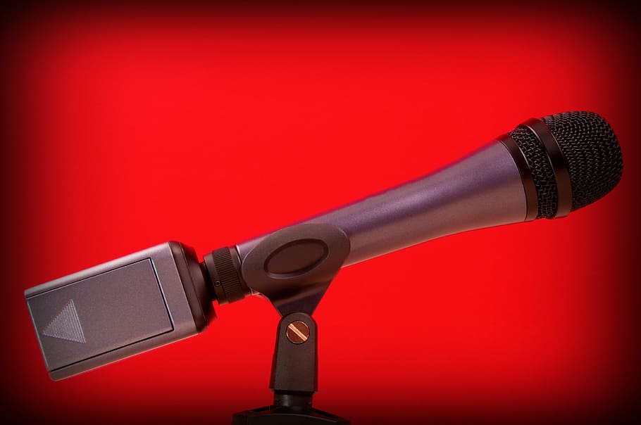 microphone, red, microphone stand, performance, entertainment HD wallpaper
