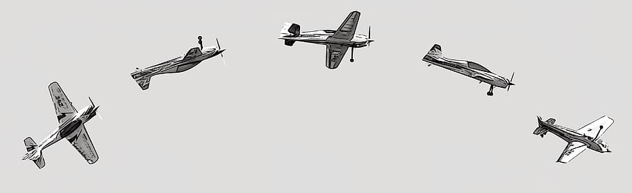 greyscale fighter planes, sky, flight, airplane, fly, wing HD wallpaper
