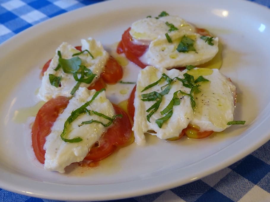 tomato, mozzarella, basil, eat, delicious, frisch, healthy HD wallpaper