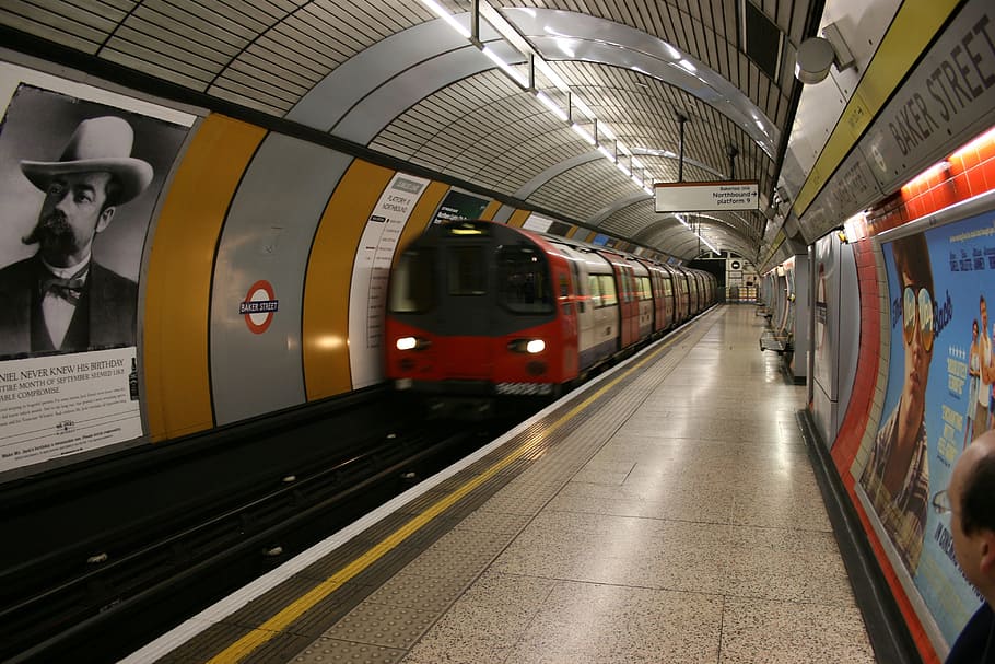 red train subway, subway station, underground, london, rail transportation, HD wallpaper