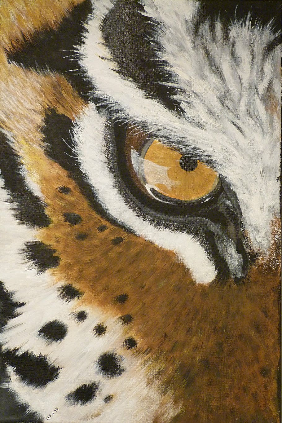 closeup photo of tiger eye, cat, dangerous, predator, painting HD wallpaper