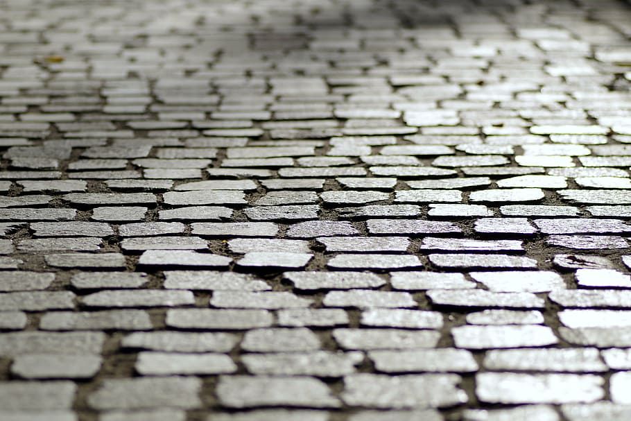 photo of gray ceramic tiles, pavers, pavement, walkway, the stones, HD wallpaper