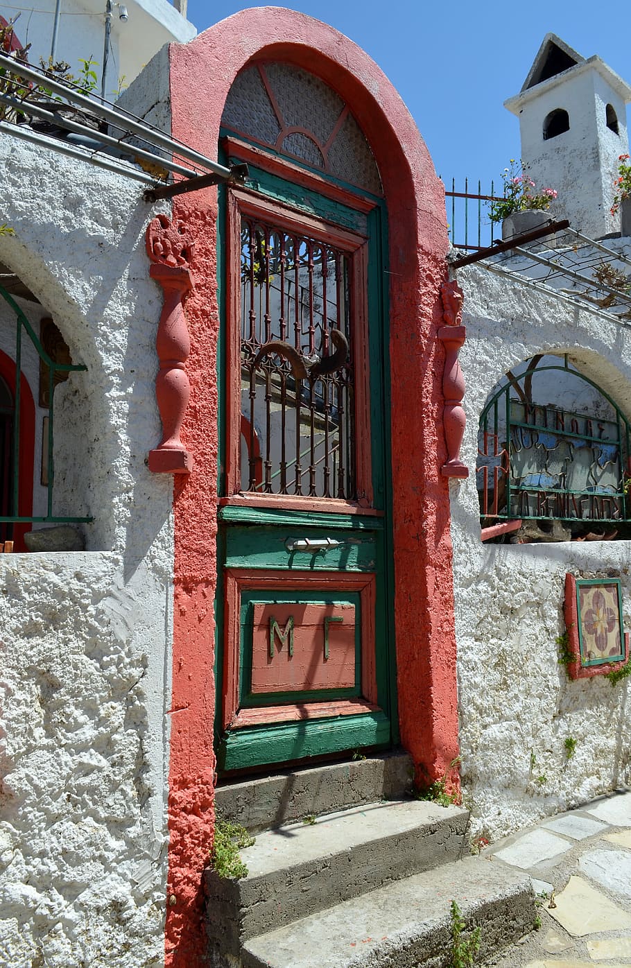 door, goal, old door, input, gate, painted, closed, portal HD wallpaper