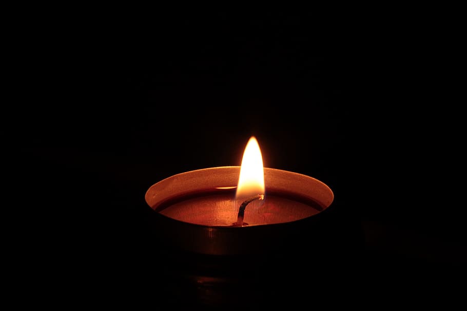 Candle, Dark, Candles, flame, burning, heat - temperature, copy space HD wallpaper
