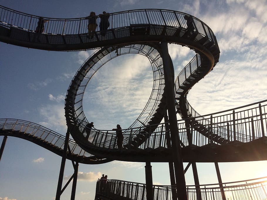 duisburg, tiger and turtle, roller coaster, spiral, ruhr area, HD wallpaper