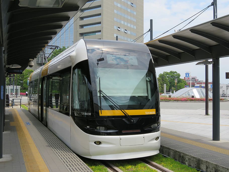 Toyama, Train, Traffic, Lrt, transportation, city, day, public transportation, HD wallpaper