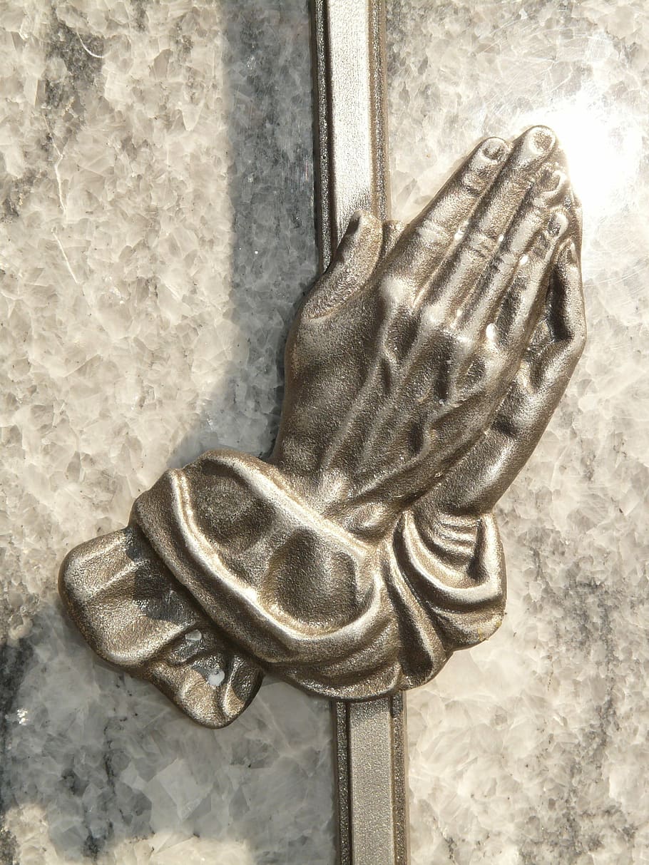 Hands, Prayer, Resurrection, hope, tombstone, cemetery, die HD wallpaper