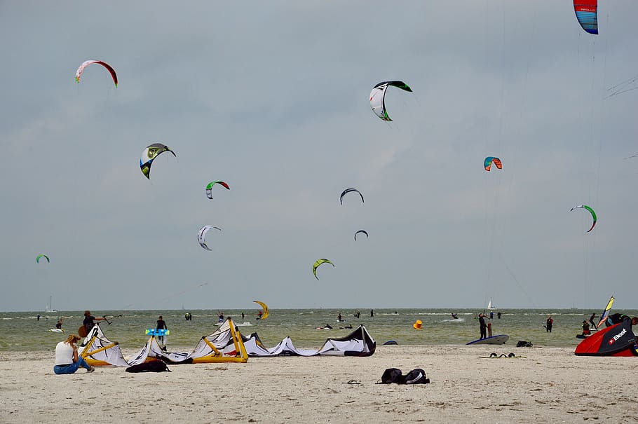 kiting, kiteboarding, kite surfing, kitesurfing, kite-surfing, HD wallpaper