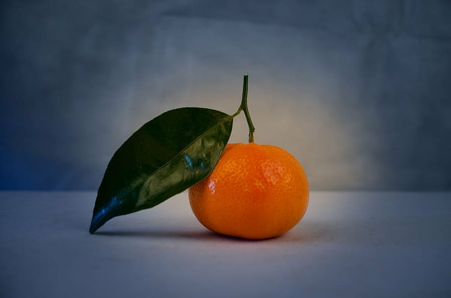 HD wallpaper: orange fruit on white panel, mandarin, green, leaf, close ...