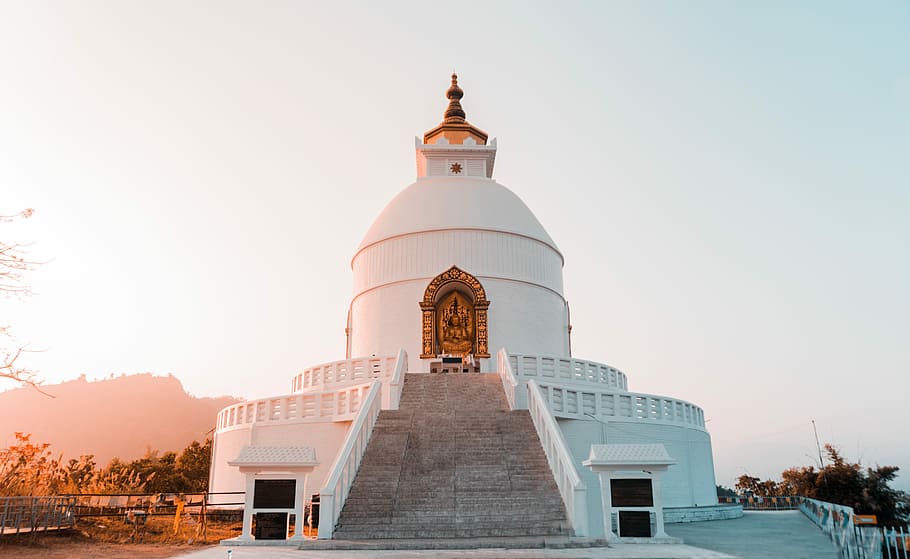 white and gray concrete structure, white concrete dome building HD wallpaper