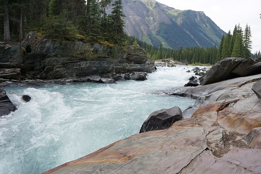 river, canada, landscape, rock, rock - object, solid, water HD wallpaper