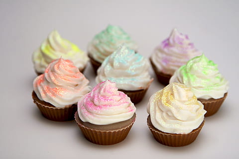 eight cupcakes on white surface, soap, cupcake soap, handmade HD wallpaper