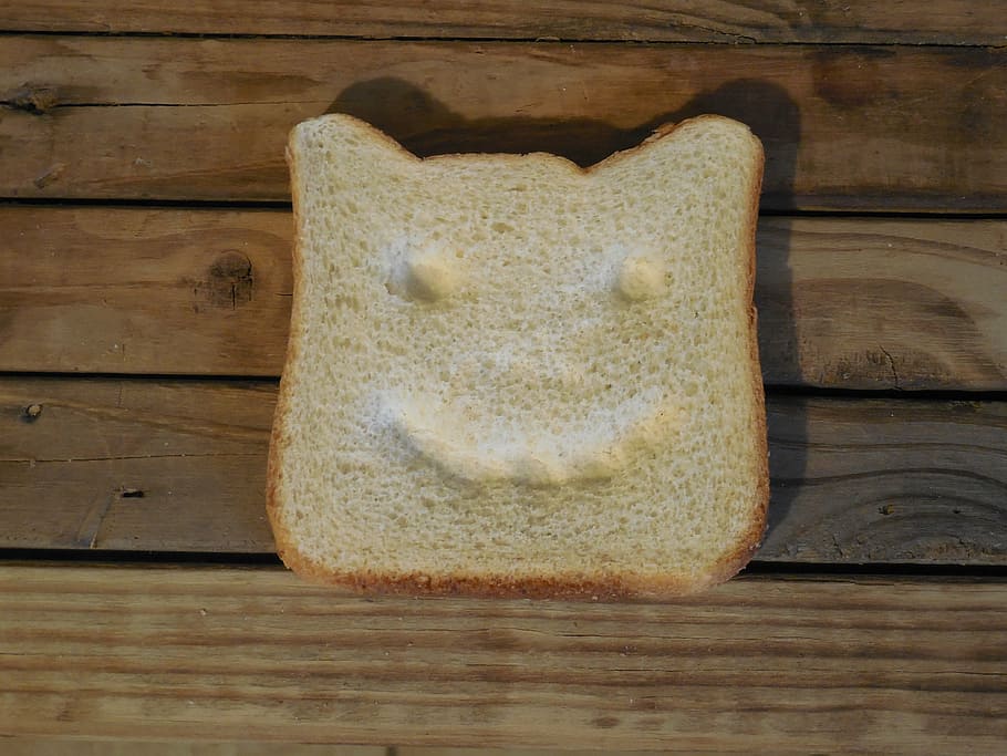 bread, slice, happy face, food, healthy, loaf, wheat, white HD wallpaper