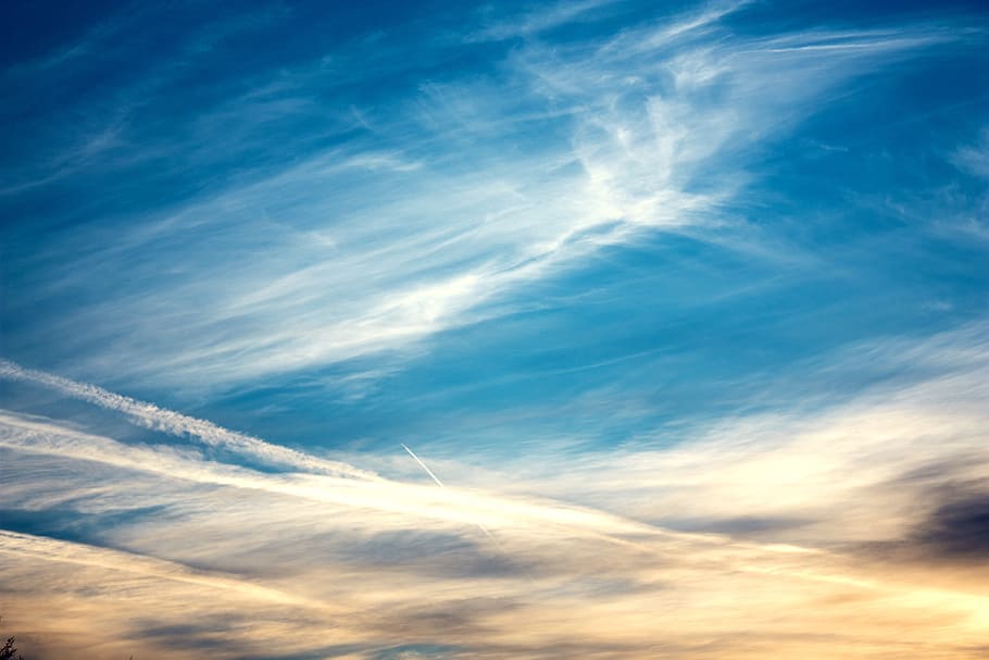 white and blue sky, clouds, sunrise, shut off, morgenrot, nature HD wallpaper