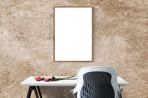 two red roses on white wooden table beside chair and mirror hanged on wall HD wallpaper