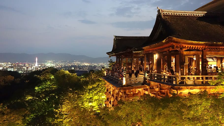 brown wooden structure near trees, Kyoto, Kiyomizu-Dera, Temple, HD wallpaper