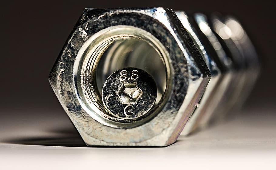 gray metal nuts, screw, macro, reflections, allen, iron, fixing HD wallpaper