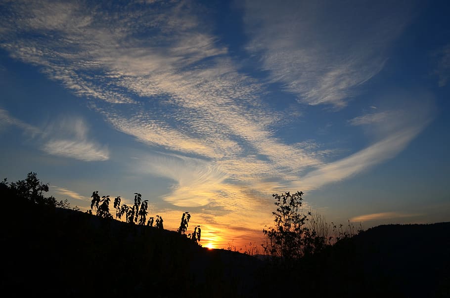 Solar, Sunset, Clouds, Landscape, sky, nature, red, light, behind the clouds HD wallpaper