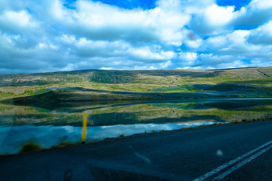road, nature, sky, water, clouds, daylight, environment, field HD wallpaper