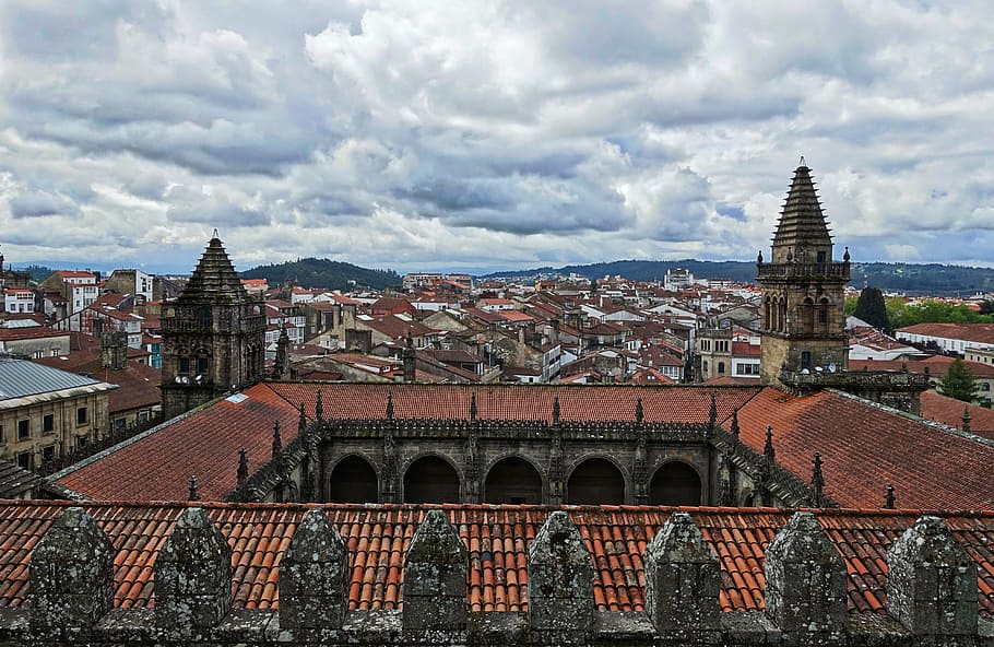rooftop, courtyard, medieval, city, cathedral, red, exterior HD wallpaper