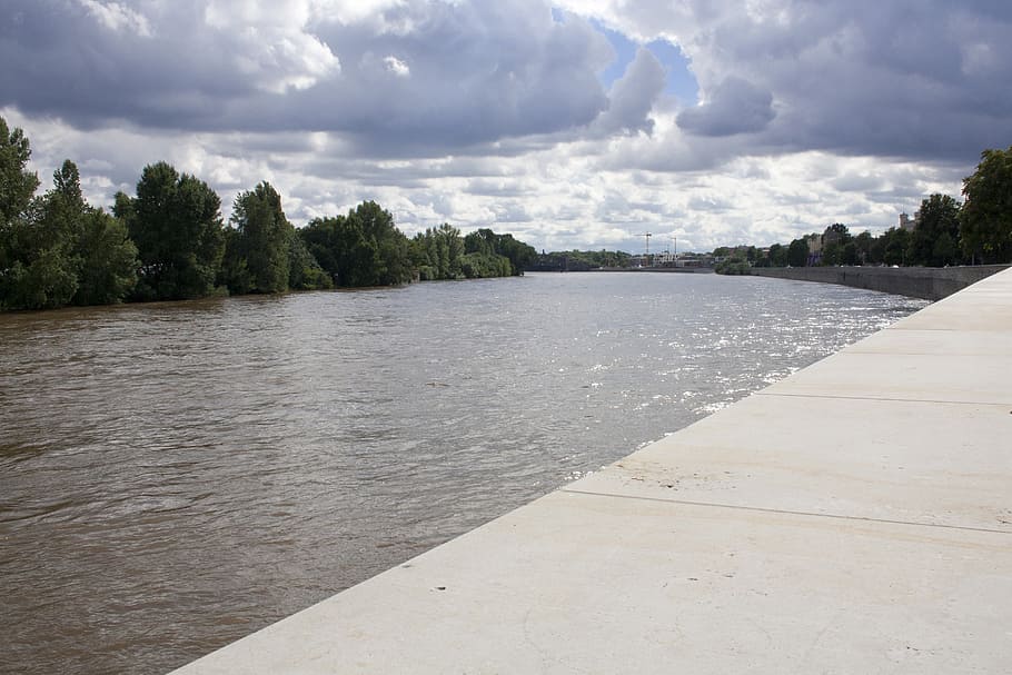 elbe, magdeburg, river, water, cloud - sky, tree, plant, scenics - nature, HD wallpaper