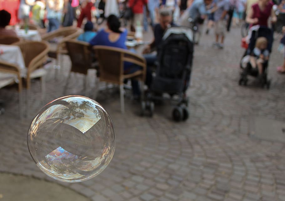 soap bubble, floating, reflections, air, summer, lightweight HD wallpaper