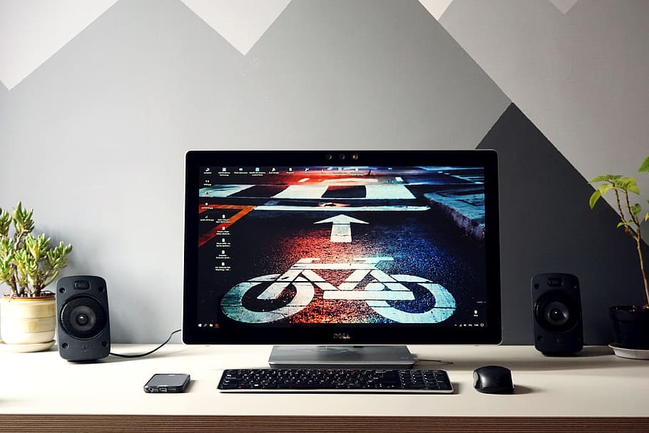 desk, internet, connection, table, computer, device, electronics HD wallpaper