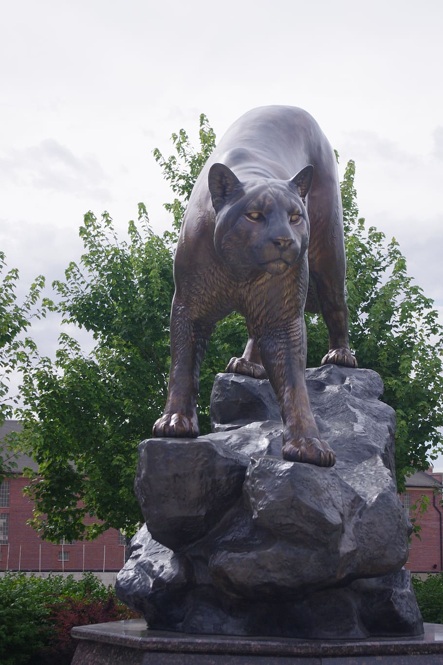 cougar, statue, mountain lion, cat, sculpture, solid, rock HD wallpaper