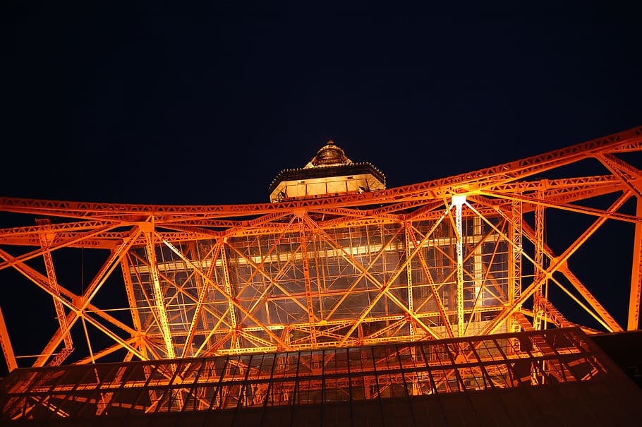 Eiffel Tower, Paris during nighttime low angle photography, worms eye view photo of Eiffel tower HD wallpaper