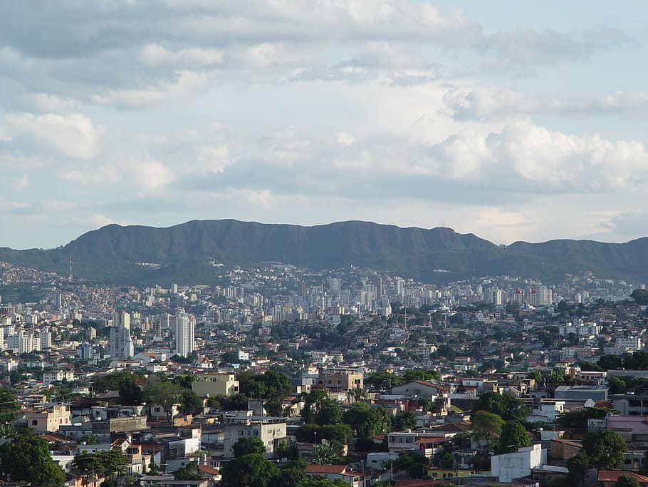 aerial view of city near mountain, belo horizonte, landscape, HD wallpaper