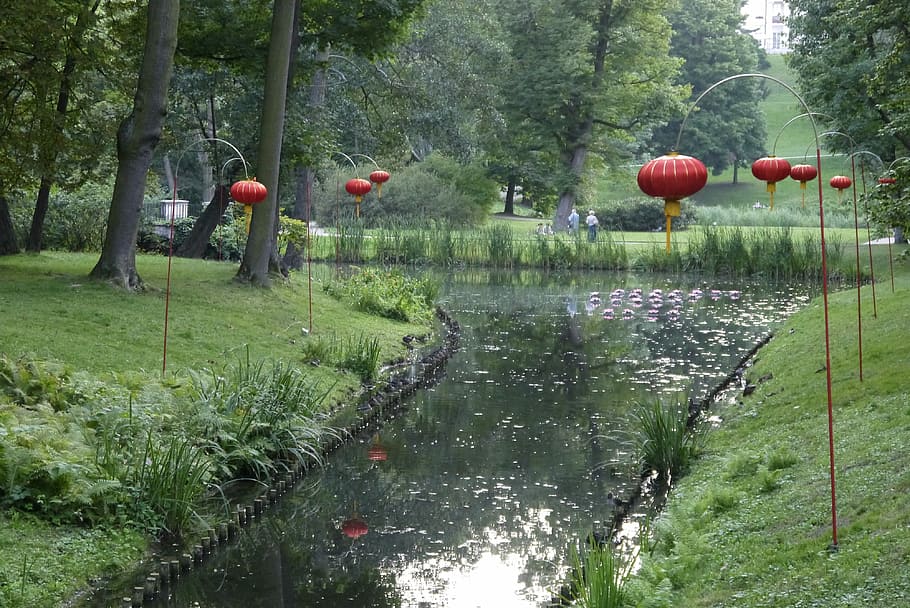 River, Bathrooms, Lanterns, tree, nature, growth, beauty in nature HD wallpaper
