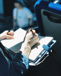 shallow focus photography of person writing on book, focus photography of person writing on notebook HD wallpaper