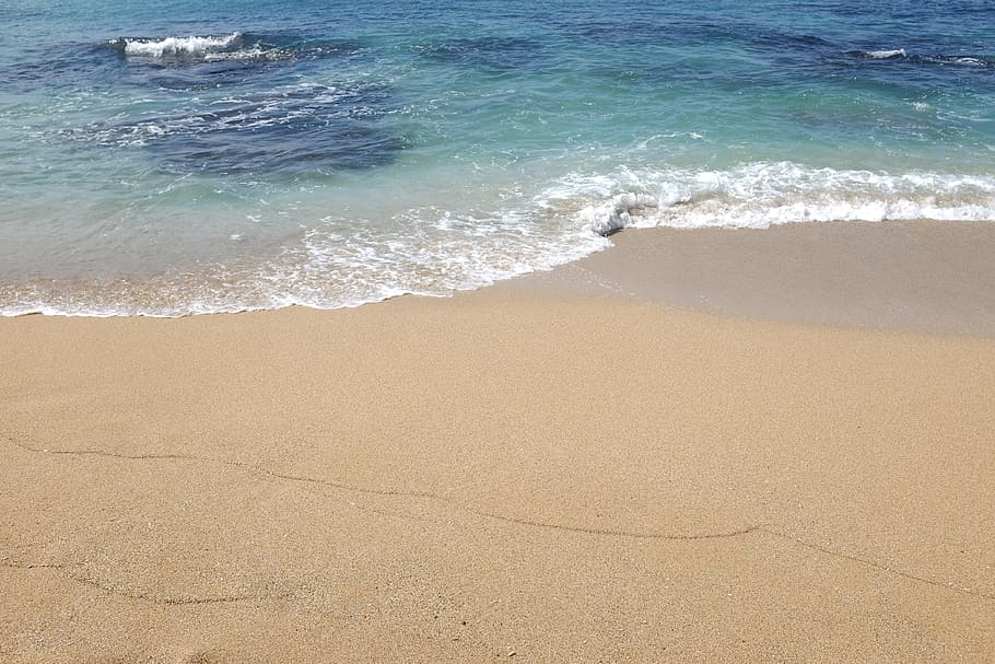 Sky, Sea, Beach, Wave, Sand, foan, sunner, water, blue, still HD wallpaper