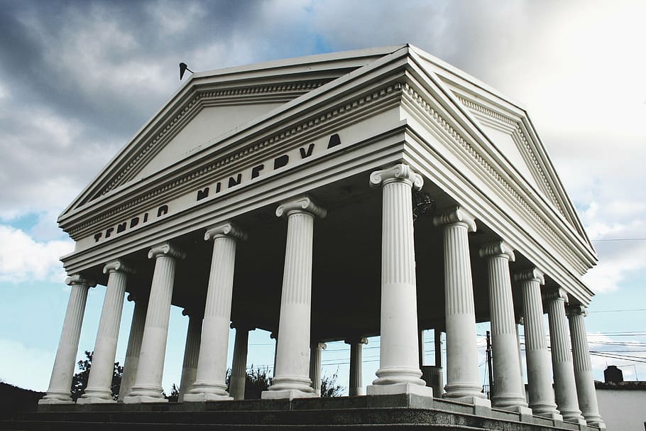 clouds, architecture, minerva, temple, day, urban, architectural Column HD wallpaper