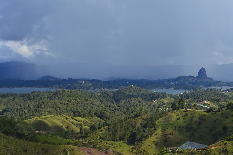 mountain, landscape, panoramic, nature, sky, colombia, the peñol HD wallpaper