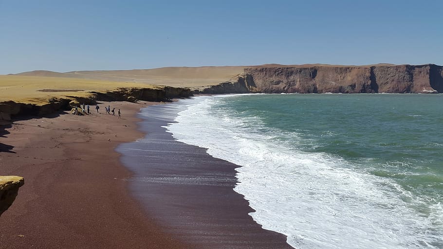 Red Beach, Peru, water, clear sky, nature, sea, outdoors, land HD wallpaper