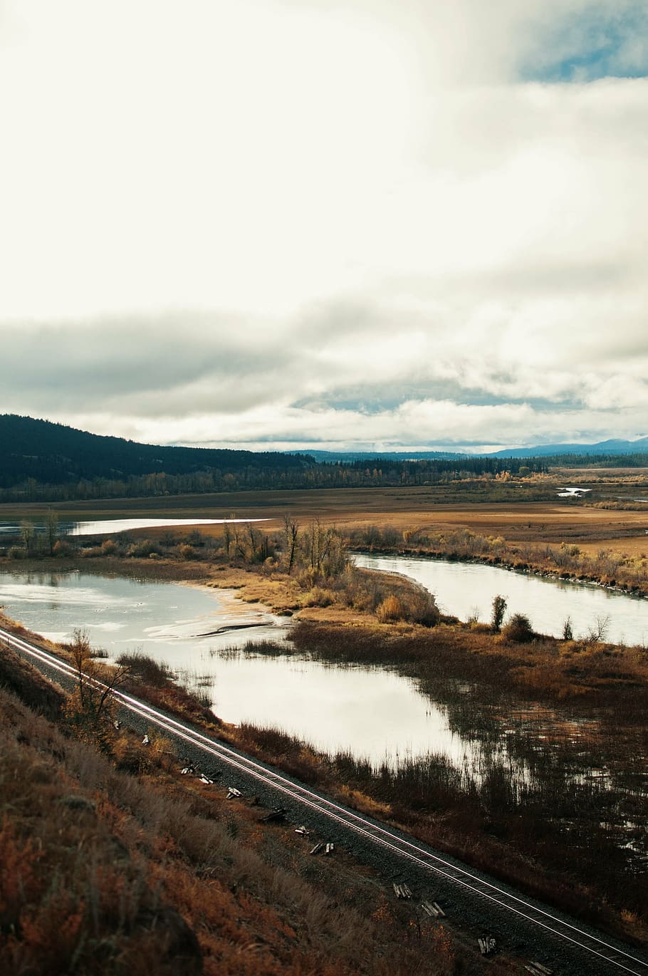 body of water, next to road during daytime, mountain, trees HD wallpaper