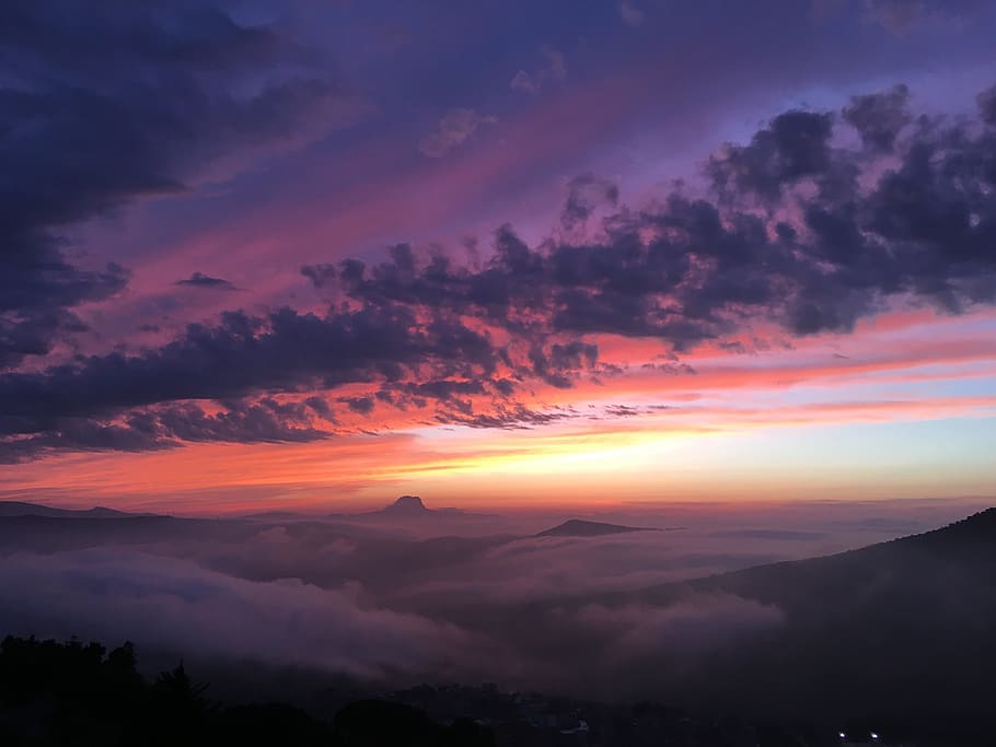 Sunset, Sicily, View, Orange, sky, overview, cloud - sky, dramatic sky HD wallpaper