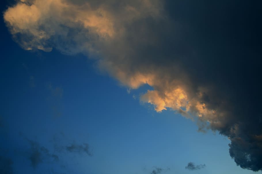 clouds, dark, edged, sunset pink, soft, frothy, sky, blue, cloud - sky HD wallpaper