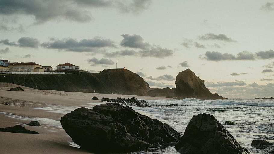 sea, ocean, water, waves, nature, coast, beach, shore, rock HD wallpaper