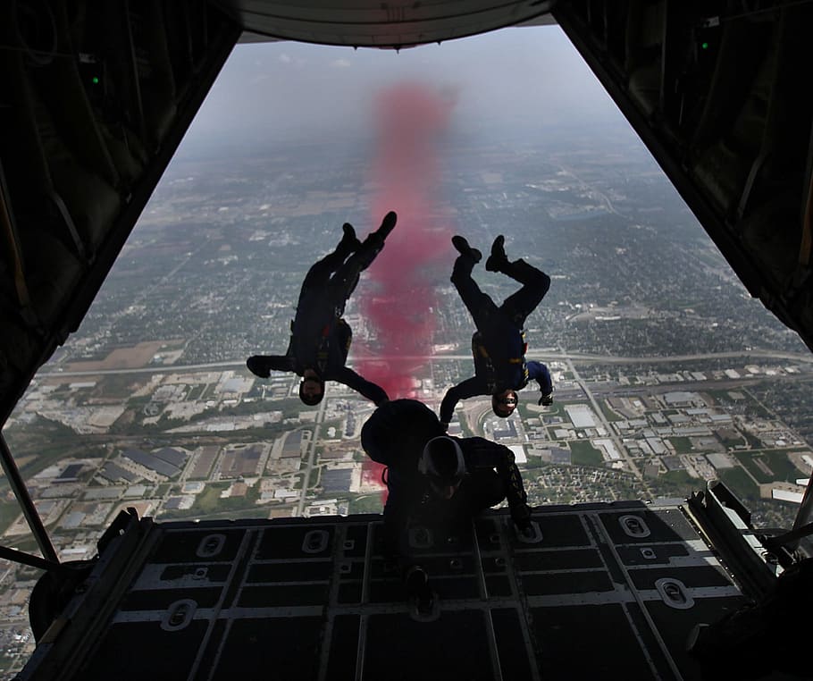 Skydiving, Jump, Falling, Parachuting, military, training, high HD wallpaper
