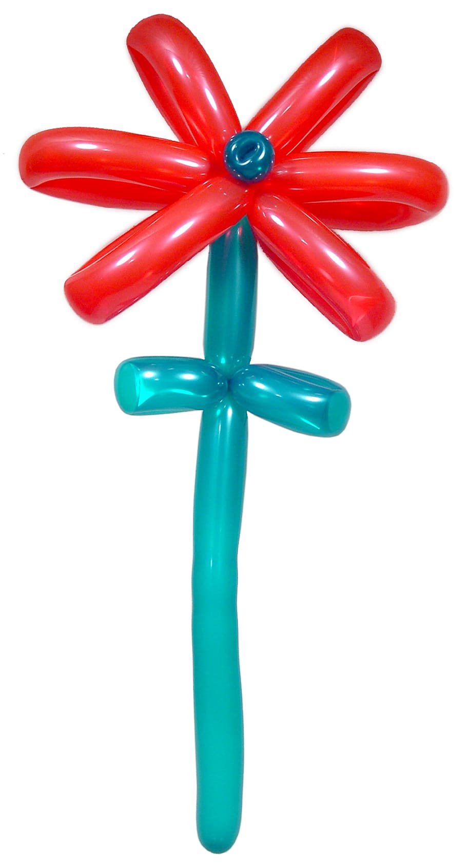 red and blue flower-themed balloon, sculpture, fun, child, colorful