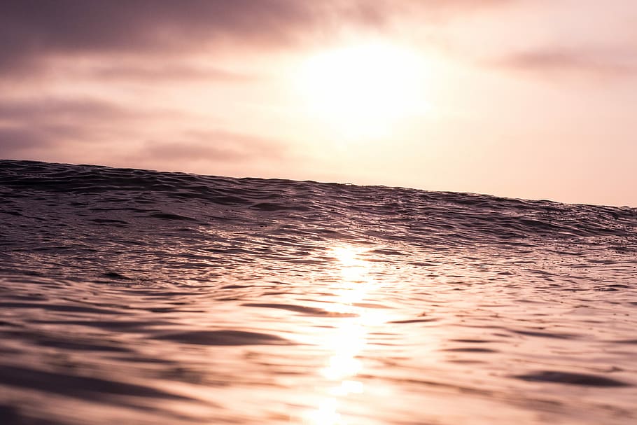 ocean during golden hour, body of water during day, sunset, texture HD wallpaper