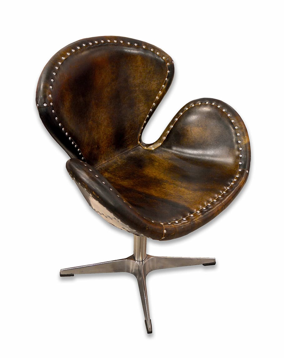 photo of brown rolling armchair, design, object, leather, isolated HD wallpaper